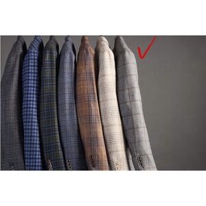 Patrick James Loro Piana Sportcoat 44 R Summertime Plaid Wool Linen Silk Italy